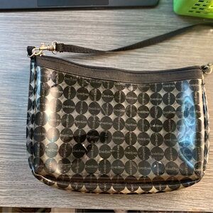 bebe Black Logo Wristlet with Detachable Strap
